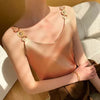Elegant Satin V-neck Solid Sleeveless Silk Spaghetti Tank Tops Mssza