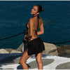 Elegant Sequin Flower Vest Lace Up Halter Hollow Out Backless Tops A-line Mini Skirts Mssza
