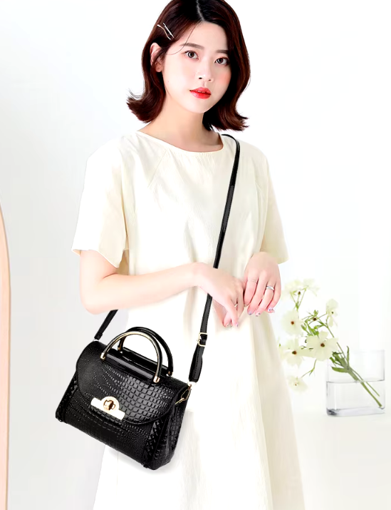 Elegant Sequined Bright Leather Silt Pocket Small Square Shopping Crossbody Bag Mssza