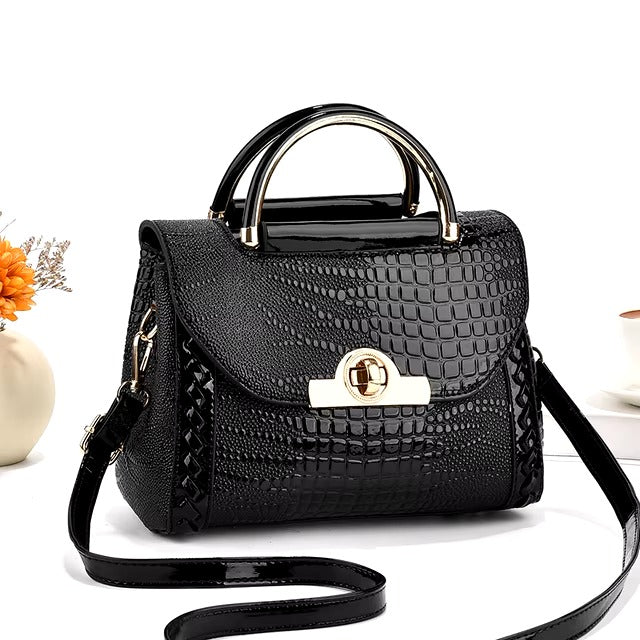 Elegant Sequined Bright Leather Silt Pocket Small Square Shopping Crossbody Bag Mssza