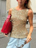 Elegant Sequined Sparkling Bottoming O-Neck Sleeveless Tank Tops Clubwear Mssza
