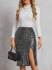 Elegant Silhouette Shiny Glitter Wrapped Hip Skirts Mssza