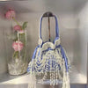 Elegant Silk Pearl Sweet Bucket Evening Party Bag Mssza