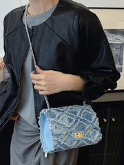 Elegant Simple Design High-value Diamond Shaped Plaid Metal Chain Messenger Shoulder Bag Mssza