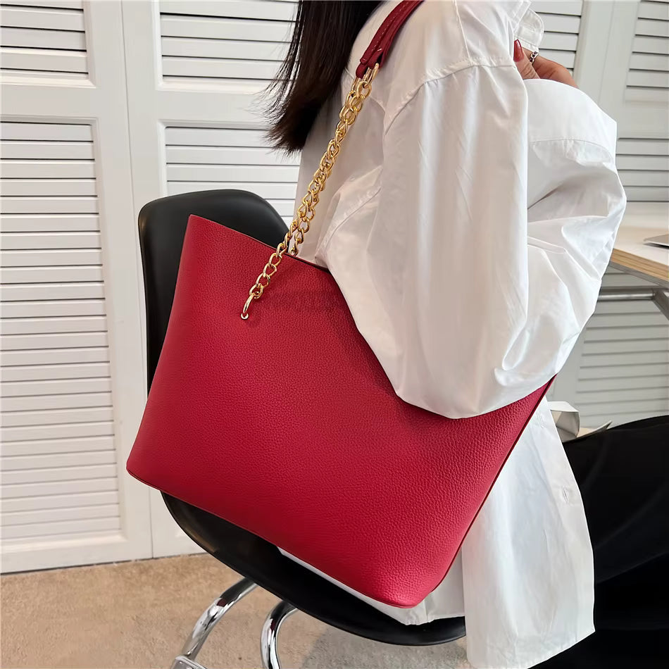 Elegant Simple Solid Chains Versatile Hand Shoulder Bags Mssza