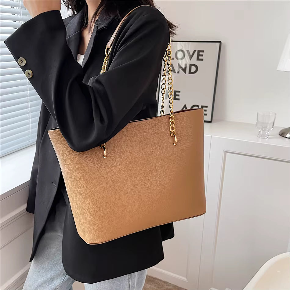 Elegant Simple Solid Chains Versatile Hand Shoulder Bags Mssza