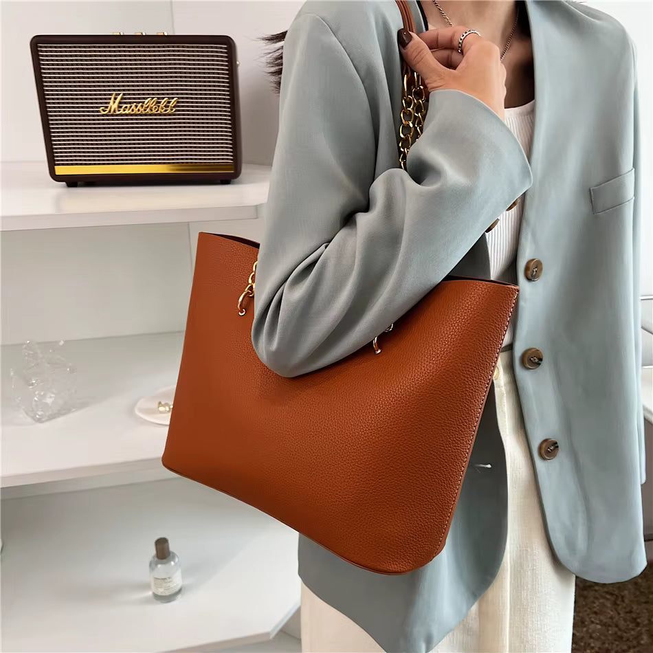 Elegant Simple Solid Chains Versatile Hand Shoulder Bags Mssza