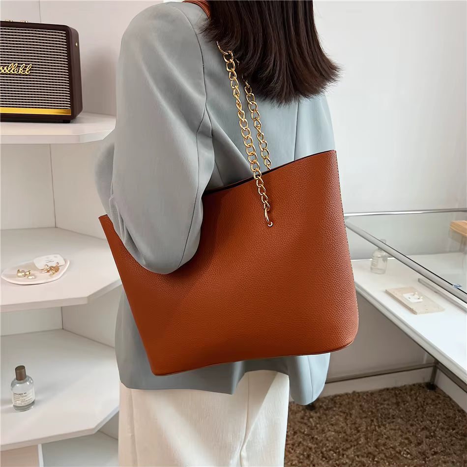 Elegant Simple Solid Chains Versatile Hand Shoulder Bags Mssza