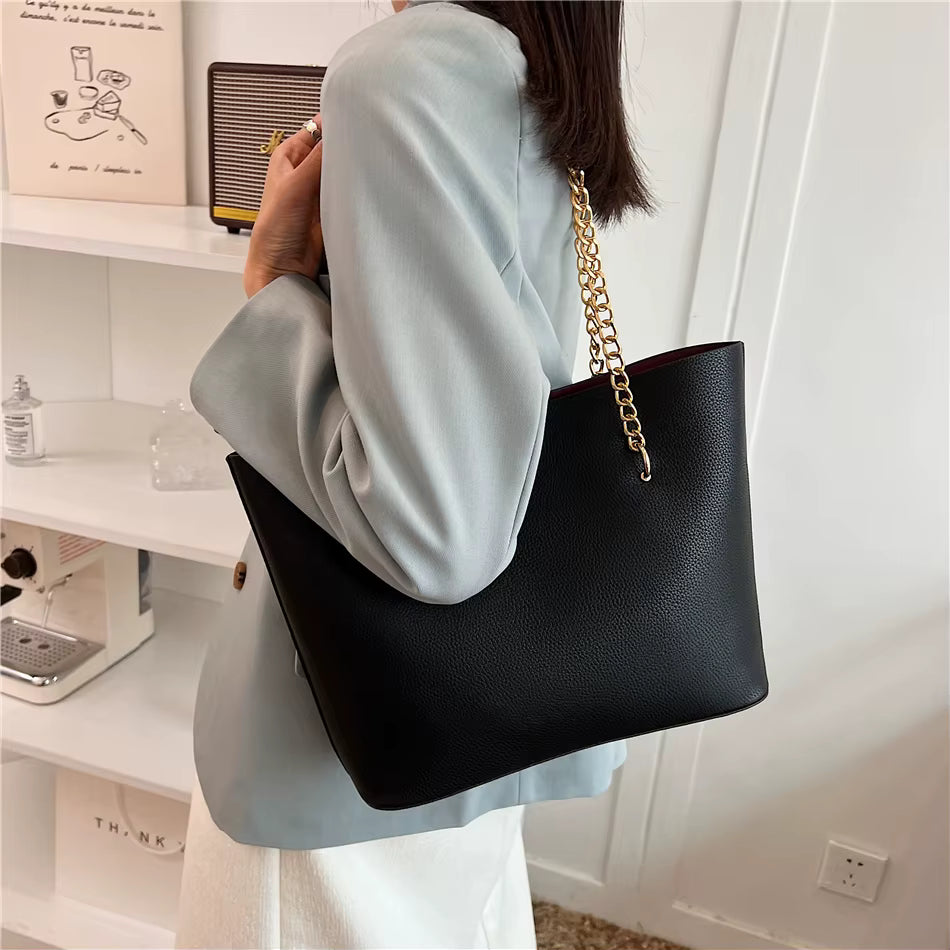 Elegant Simple Solid Chains Versatile Hand Shoulder Bags Mssza