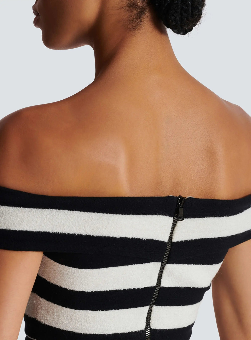 Elegant Slash Neck Striped Button zipper Office Lady 2 Pieces Bodycon Bandage Mid-calf Dress Mssza