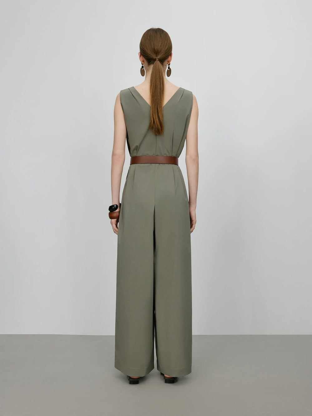 Elegant Sleeveless Tank Style High-Waisted Wide Leg Cotton Blend Jumpsuit Mssza