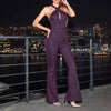 Elegant Slim Cut-Out Sleeveless Halter Neck Straight Full Length Jumpsuits Mssza