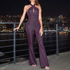 Elegant Slim Cut-Out Sleeveless Halter Neck Straight Full Length Jumpsuits Mssza