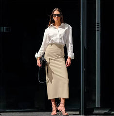 Elegant Slim With Package Hip Stylish High Waist Pockets Split Skirts Mssza