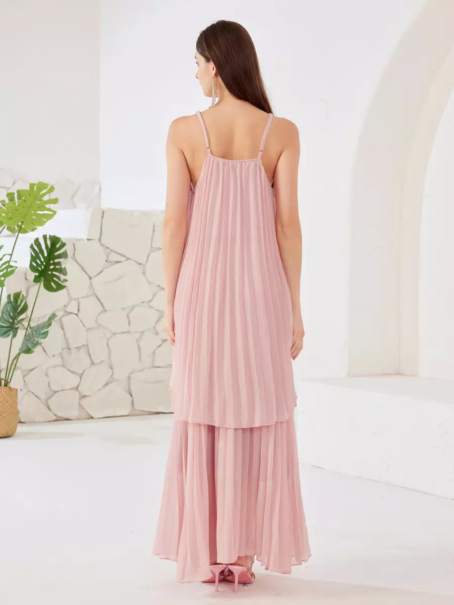 Elegant Slip Top And Flowy Skirt Ruffle Set With Flower Two Piece Mssza