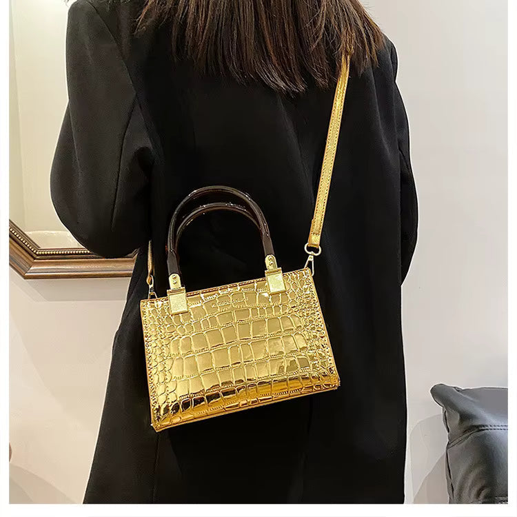 Elegant Small Square Patent Leather Crossbody Handbags Mssza