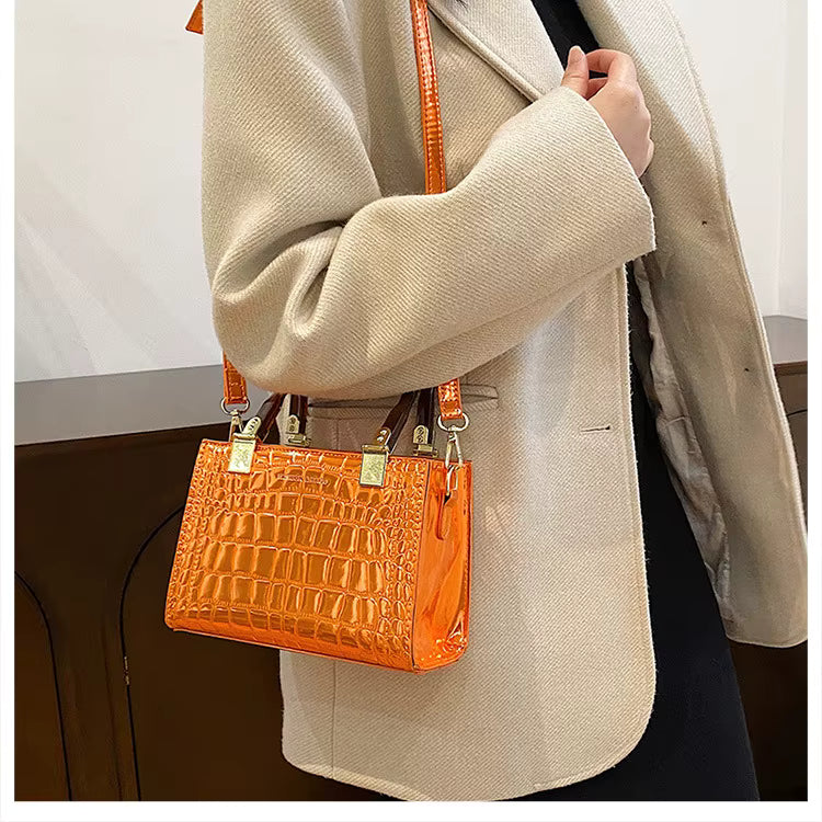 Elegant Small Square Patent Leather Crossbody Handbags Mssza