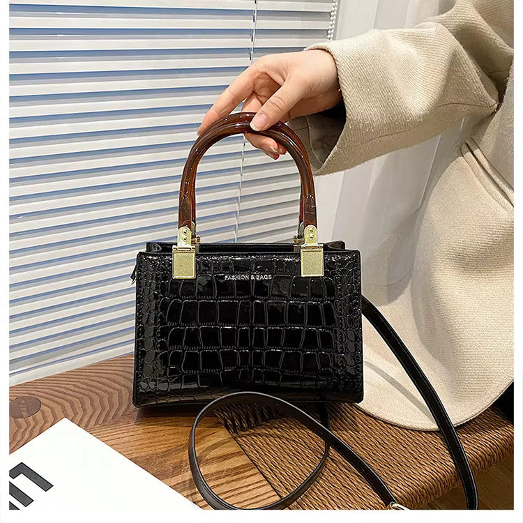 Elegant Small Square Patent Leather Crossbody Handbags Mssza