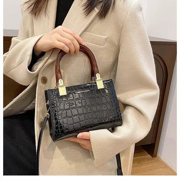 Elegant Small Square Patent Leather Crossbody Handbags Mssza