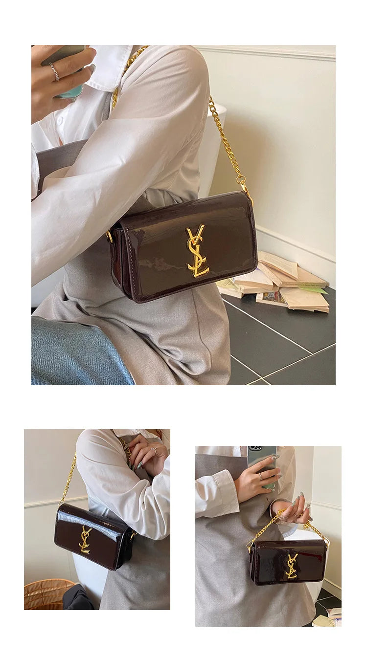 Elegant Small Square Textured Minimalist Purse Stylish Chain Crossbody Shoulder Bag Mssza