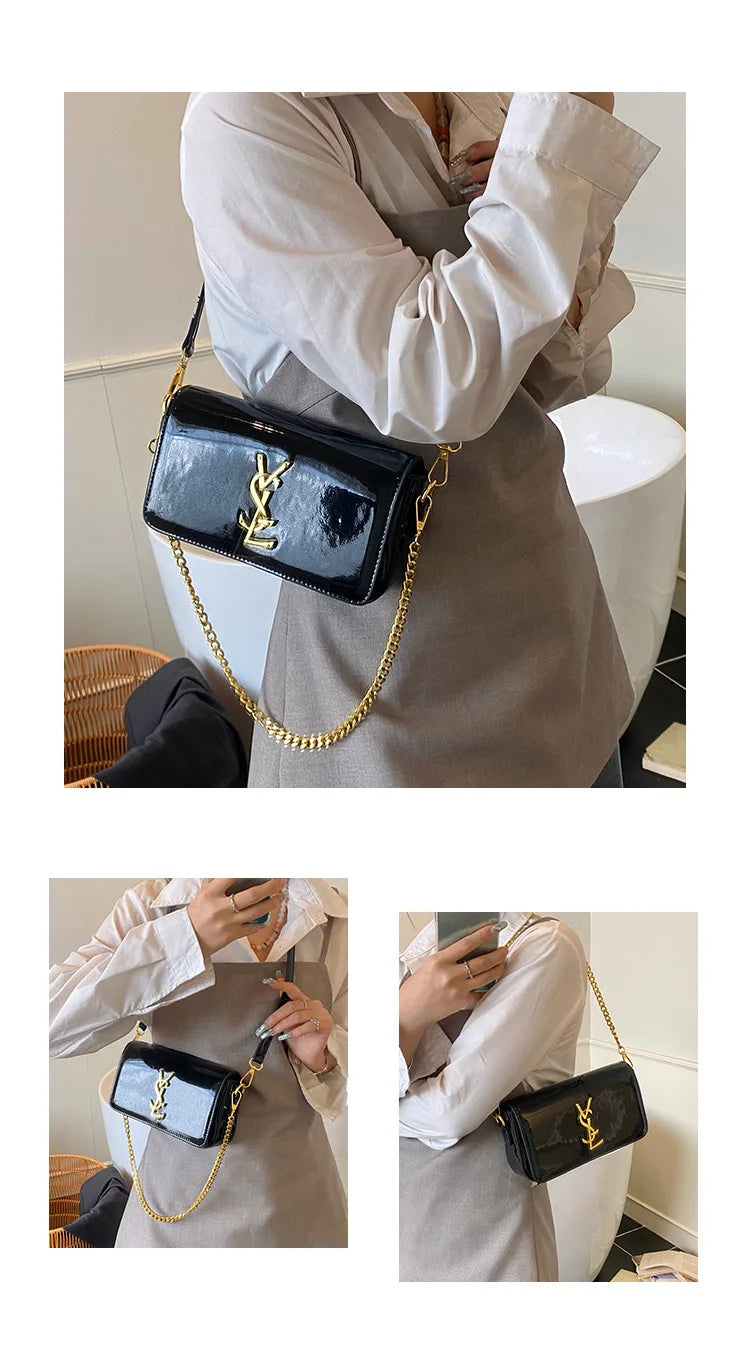 Elegant Small Square Textured Minimalist Purse Stylish Chain Crossbody Shoulder Bag Mssza