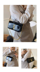 Elegant Small Square Textured Minimalist Purse Stylish Chain Crossbody Shoulder Bag Mssza