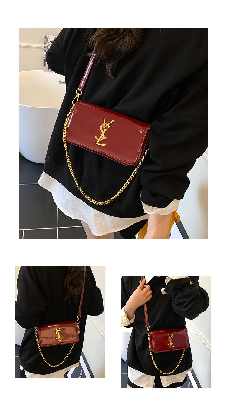 Elegant Small Square Textured Minimalist Purse Stylish Chain Crossbody Shoulder Bag Mssza