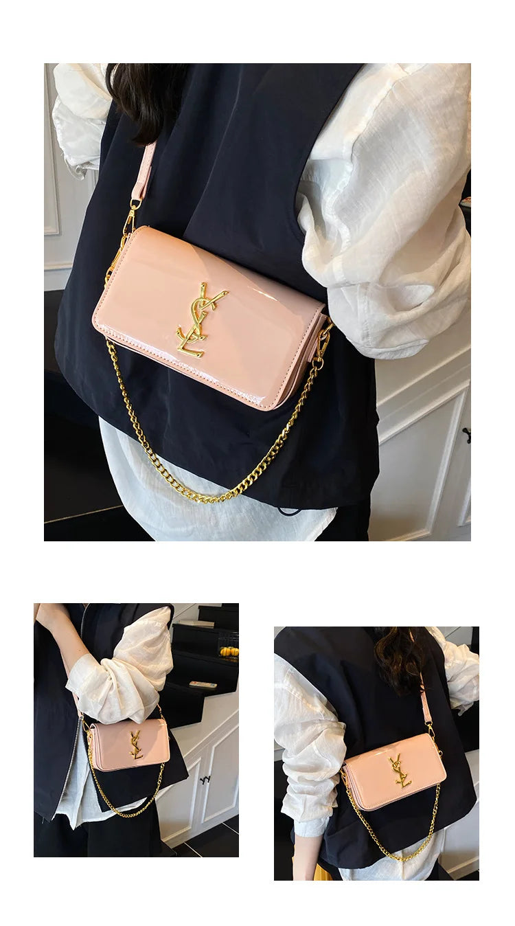 Elegant Small Square Textured Minimalist Purse Stylish Chain Crossbody Shoulder Bag Mssza