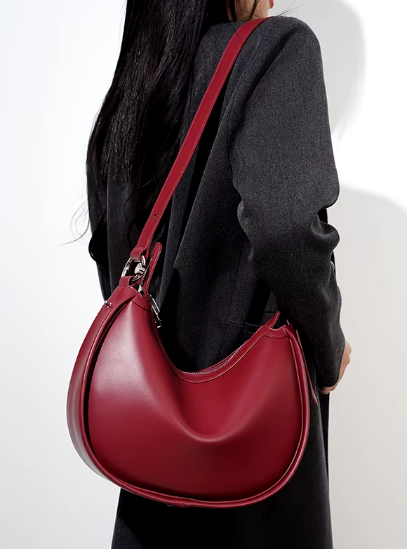 Elegant Soft Split Leather Niche Design Pouch Minimalist Shoulder Messenger Bag Mssza