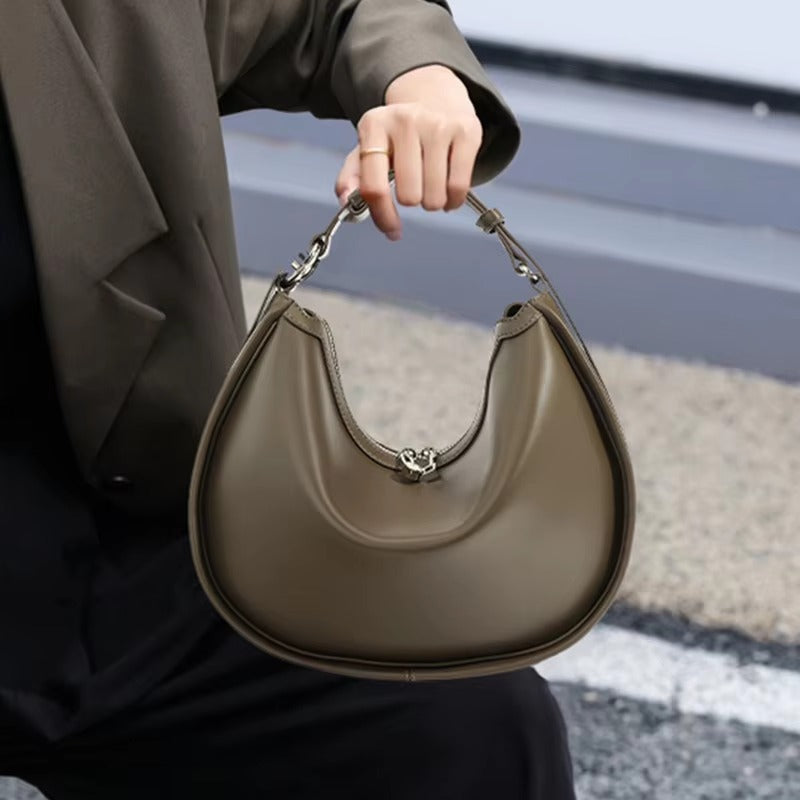 Elegant Soft Split Leather Niche Design Pouch Minimalist Shoulder Messenger Bag Mssza