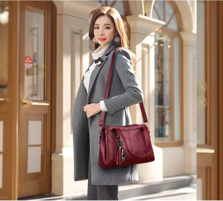 Elegant Soft Vintage Genuine Leather Crossbody Bag Mssza
