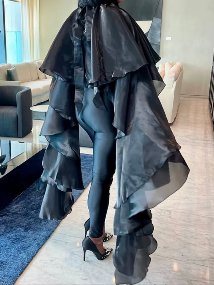 Elegant Solid Batwing Sleeve O-Neck Pullover Cloak Tops Mssza