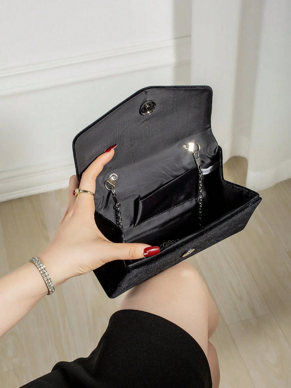 Elegant Solid Charming Velvet Corduroy Tassel Party Banquet Clutch Bag Mssza