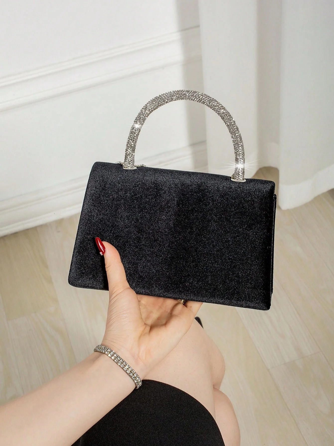 Elegant Solid Charming Velvet Corduroy Tassel Party Banquet Clutch Bag Mssza