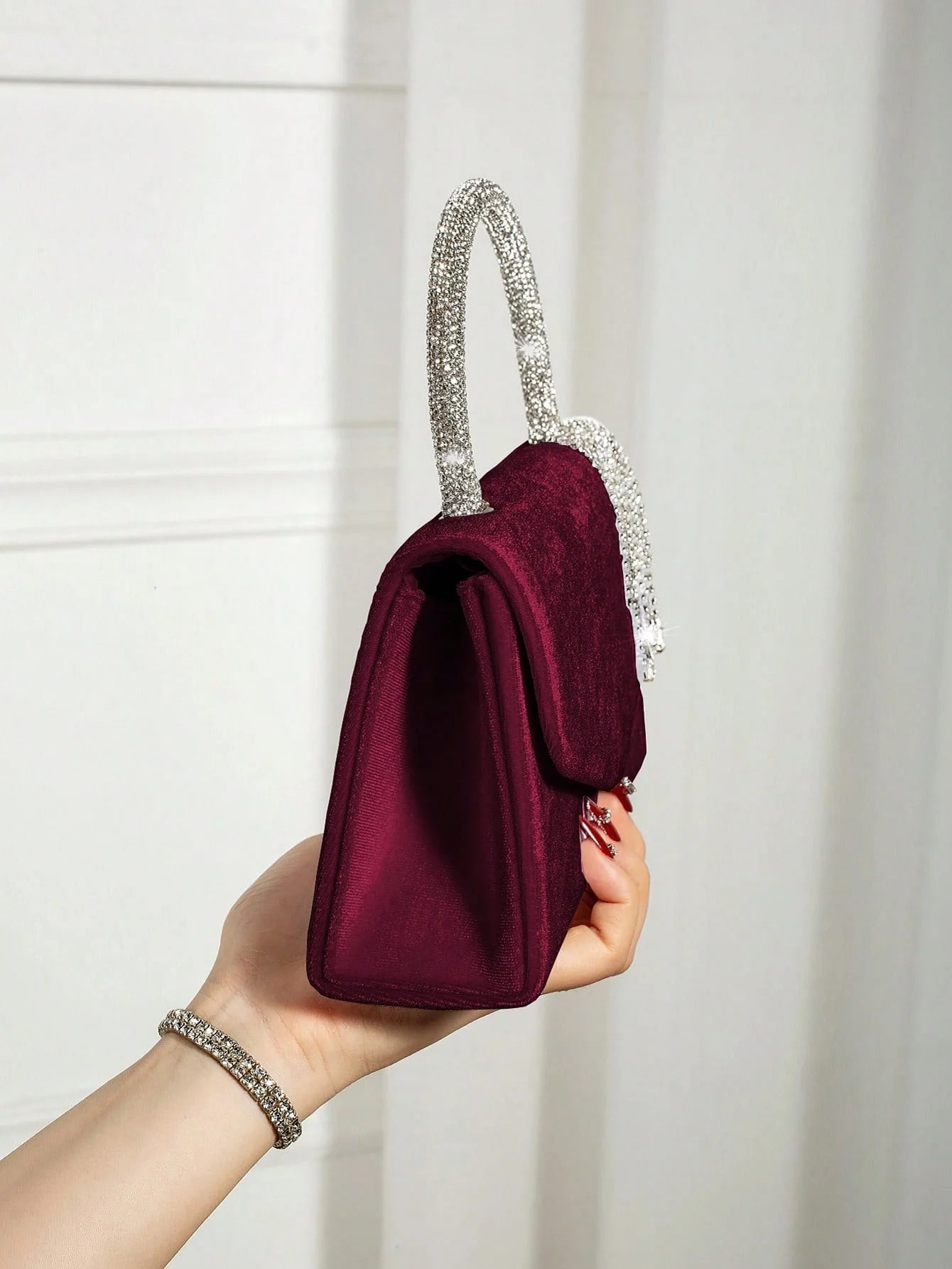 Elegant Solid Charming Velvet Corduroy Tassel Party Banquet Clutch Bag Mssza