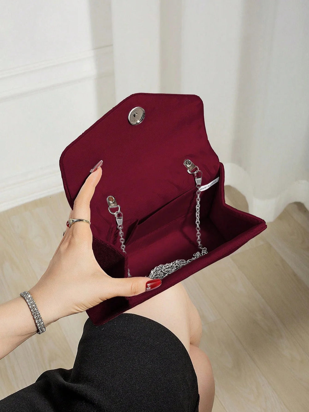 Elegant Solid Charming Velvet Corduroy Tassel Party Banquet Clutch Bag Mssza