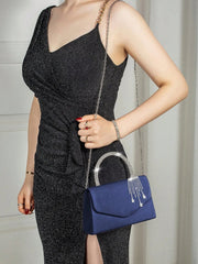 Elegant Solid Charming Velvet Corduroy Tassel Party Banquet Clutch Bag Mssza