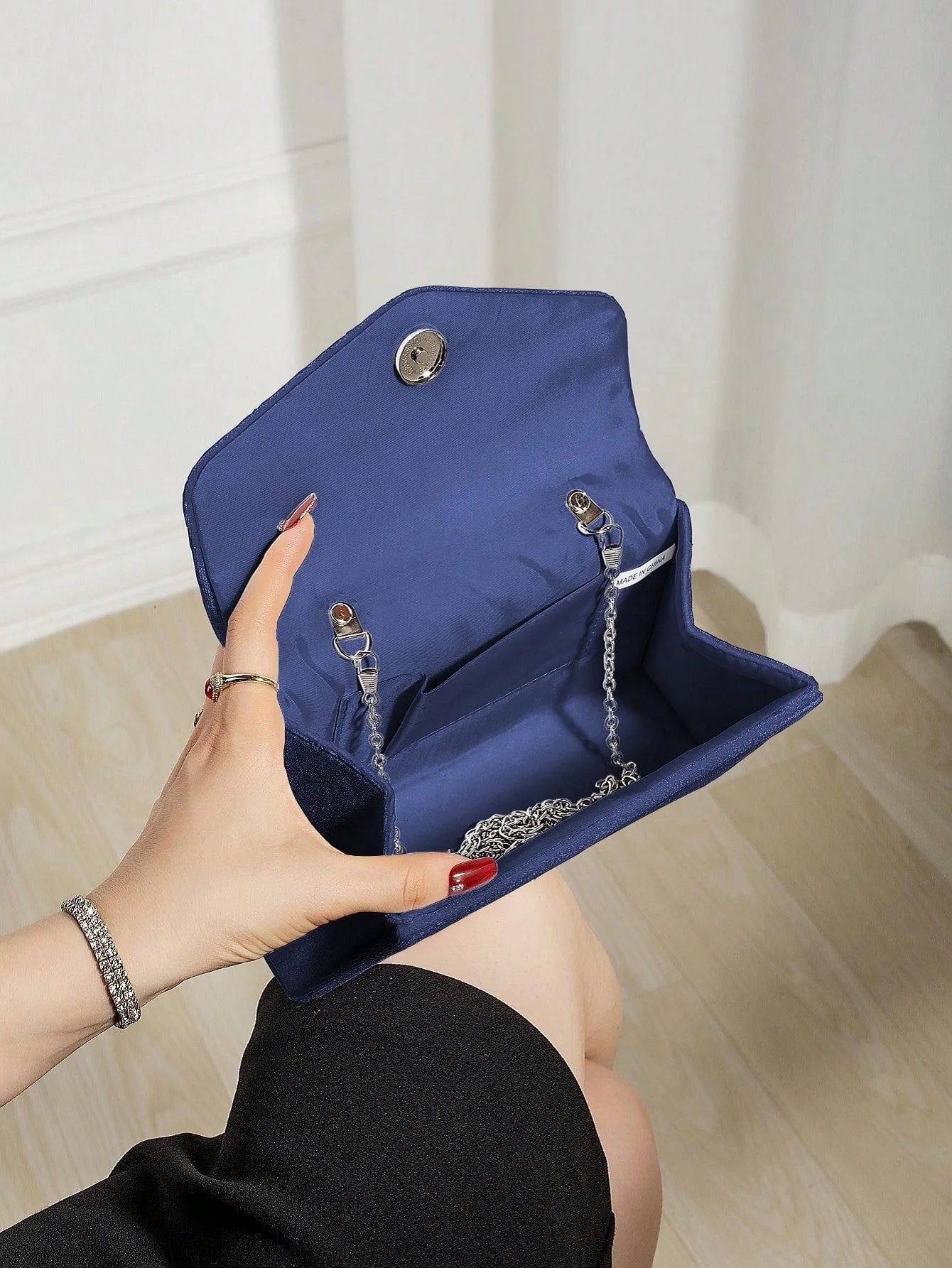 Elegant Solid Charming Velvet Corduroy Tassel Party Banquet Clutch Bag Mssza