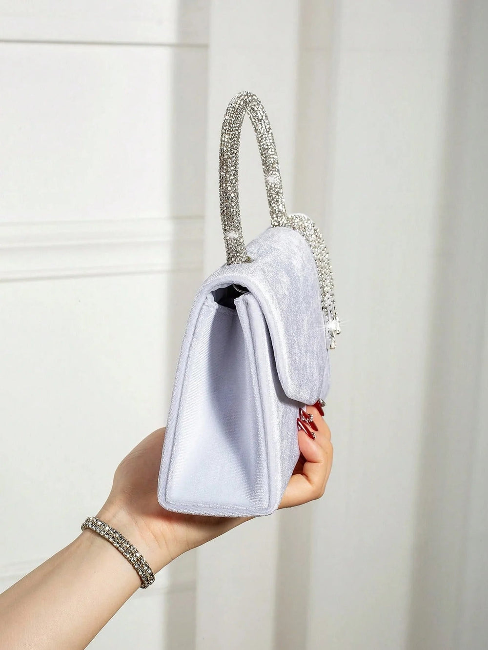 Elegant Solid Charming Velvet Corduroy Tassel Party Banquet Clutch Bag Mssza