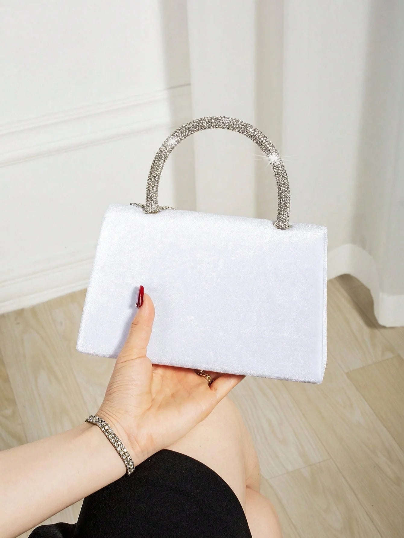 Elegant Solid Charming Velvet Corduroy Tassel Party Banquet Clutch Bag Mssza