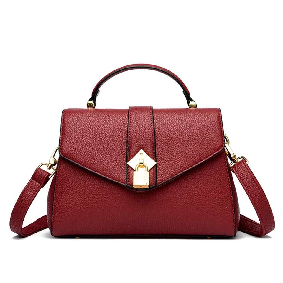 Elegant Solid Designer High Quality Leather Versatile Shoulder Messenger Crossbody Hand Bags Mssza