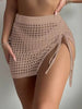 Elegant Solid Hollow Bikini A-LINE Blocked Knitted Short Skirt Mssza
