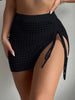 Elegant Solid Hollow Bikini A-LINE Blocked Knitted Short Skirt Mssza