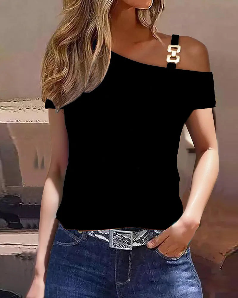 Elegant Solid O Neck Simple All Match Ruffles Short Sleeve Loose T Shirt Mssza