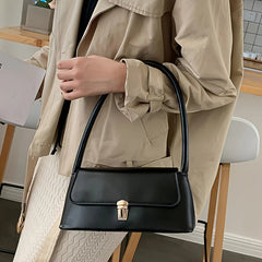 Elegant Solid Underarm Retro Baguette Zipper Tote Shoulder Bag Mssza