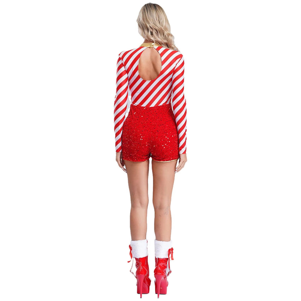 Elegant Spandex Christmas Santa Costume Jumpsuit Mssza