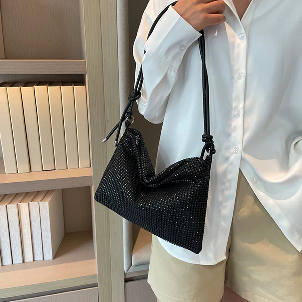 Elegant Sparkle Satchel Clutch Chic Glitter Sling Versatile Strap Adjustable Formal Dressy Tote Bag Mssza