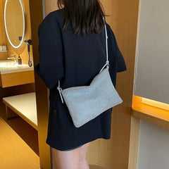 Elegant Sparkle Satchel Clutch Chic Glitter Sling Versatile Strap Adjustable Formal Dressy Tote Bag Mssza