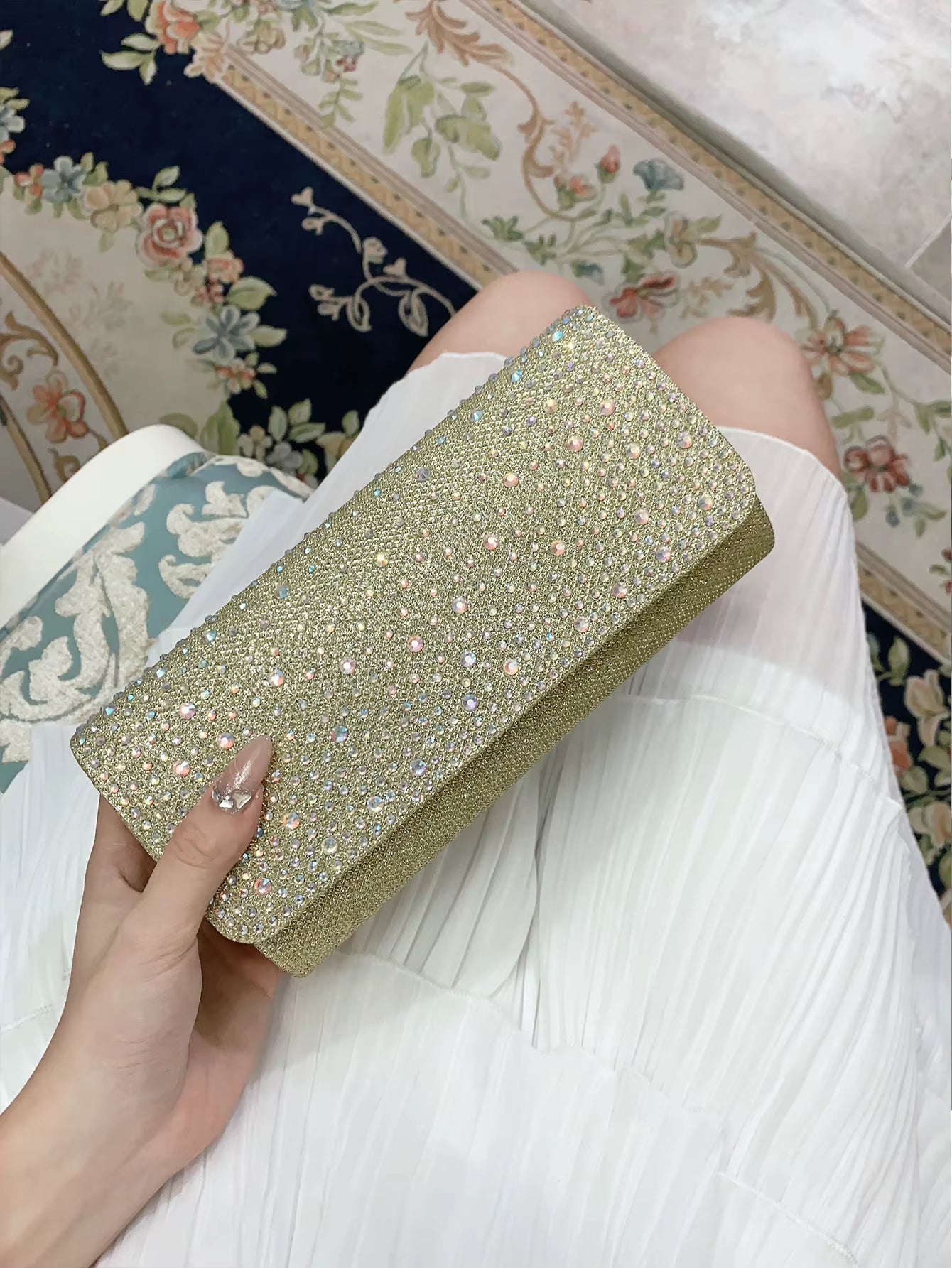 Elegant Sparkling Rhinestone Exquisite And Luxurious Banquet Party Ball Envelope Bag Mssza