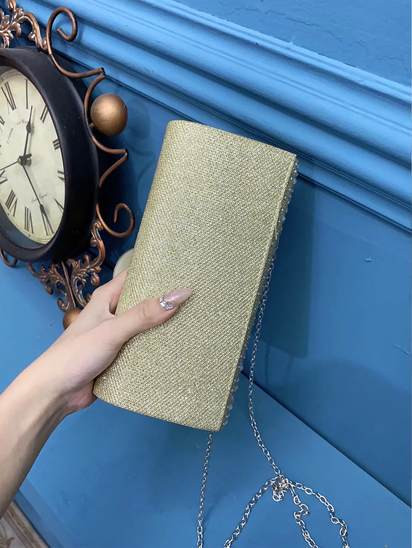 Elegant Sparkling Rhinestone Exquisite And Luxurious Banquet Party Ball Envelope Bag Mssza